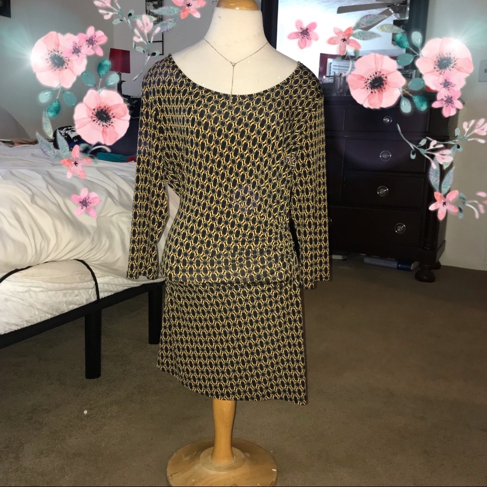Black and gold designer print cross tie dress🌱💞